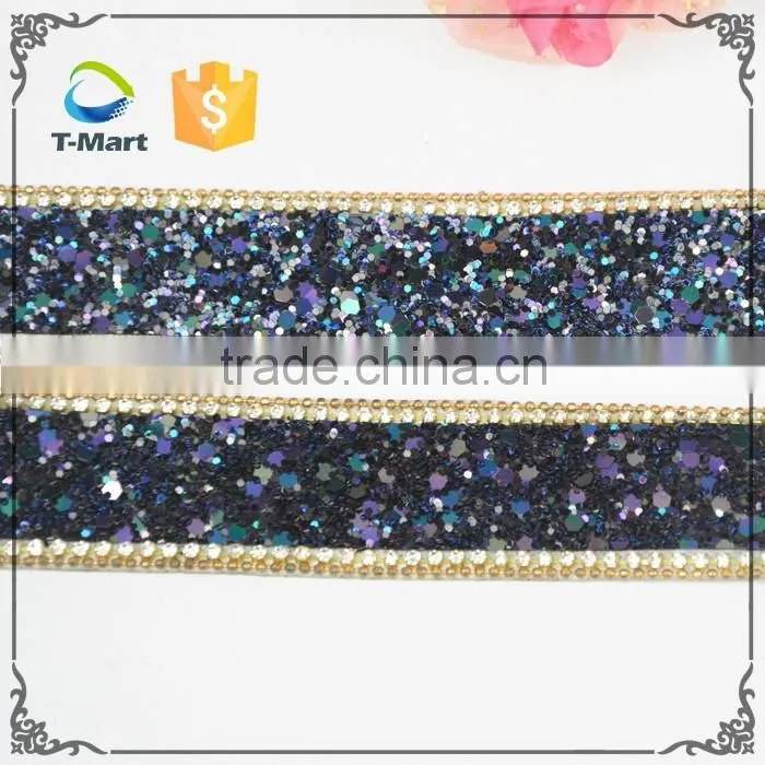 3cm Width Hot Fix Rhinestone Chain Small Beads Trimming