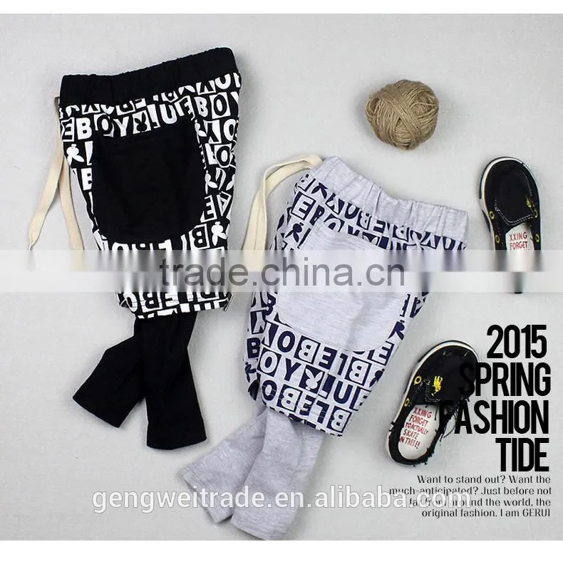 2015 Hip hop trend kids pants boy open files pants personality trend boys pants