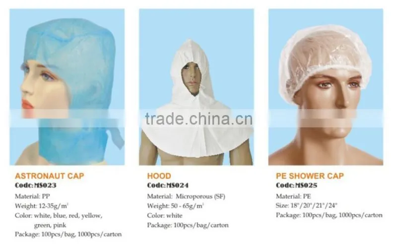 Disposable medical level hospital use Non-woven Bouffant Cap Nurse Cap
