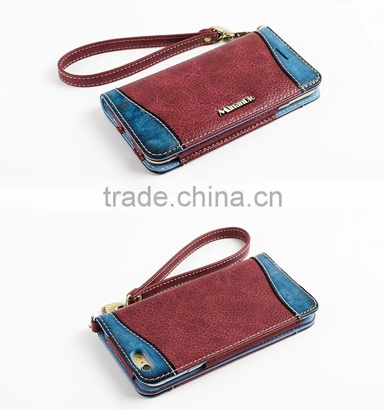 PU+Genuine Leather Cell Phone/Mobile Phone Case/Booklet for iPhone 6/6s for Lady/Female
