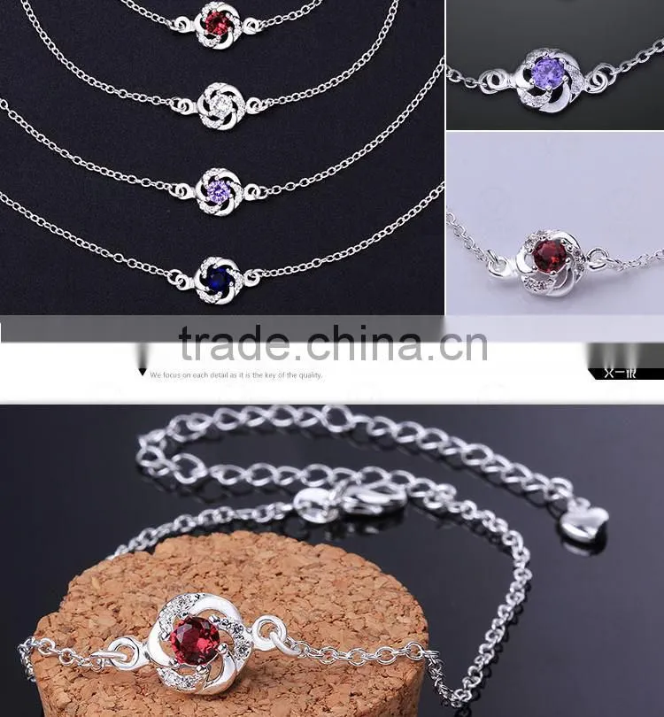 Handmade Red Zircon Brass Foot Chain Jewelry