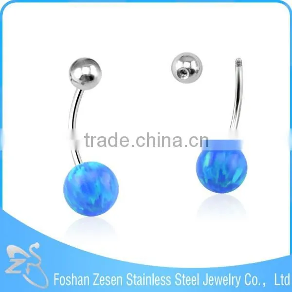 New Fashion body Jewelry Opal Stone Belly Bar Navel Ring