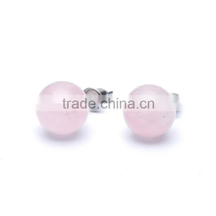 Round Shape Opal Natural Stone Stud Earrings SMJ0159