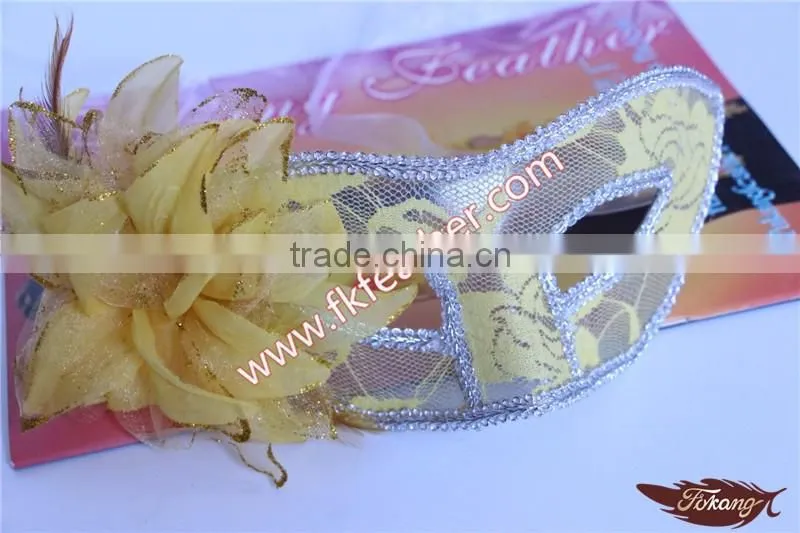Party Supplies Birthday Yellow Plastic Halloween Mask With Artificial Flower