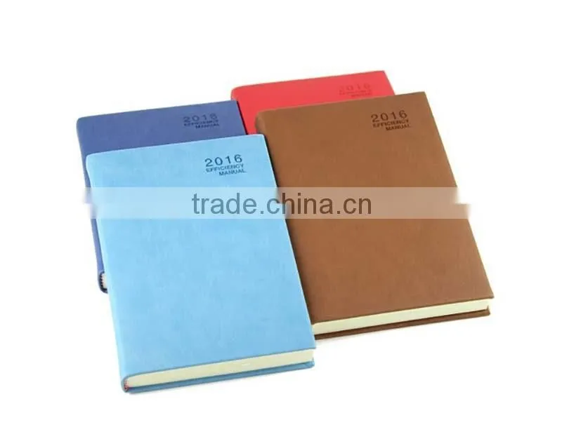 Simple design high quality 2016/2017 embossed leather diary with multicolor