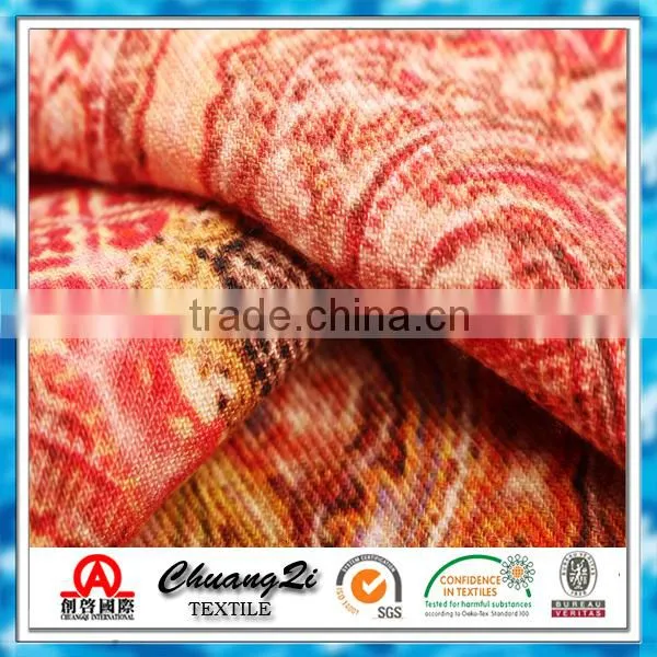 Colored flowers print spun rayon fabric for the elderly