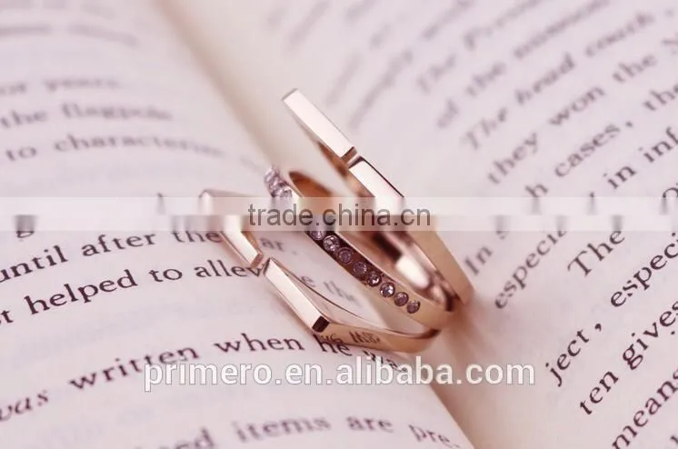 New Personalized stainless steel 3 layers inlay crystal finger rings for women