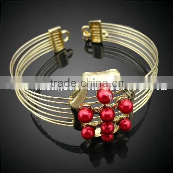 Gold plated fashion jewelry set in China with red coral beads design jewelry