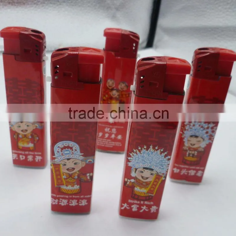 Red printing wrapped with paper refillable lighter