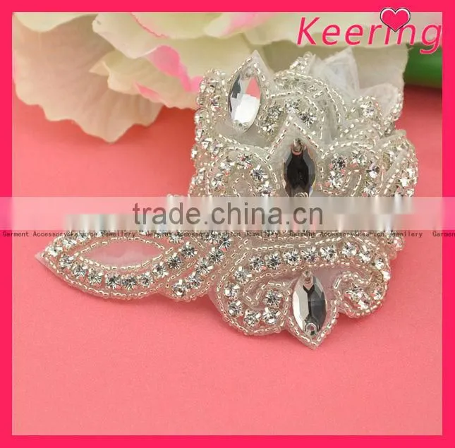 fancy shiny rhinestone appliques iron on sash WRA-385