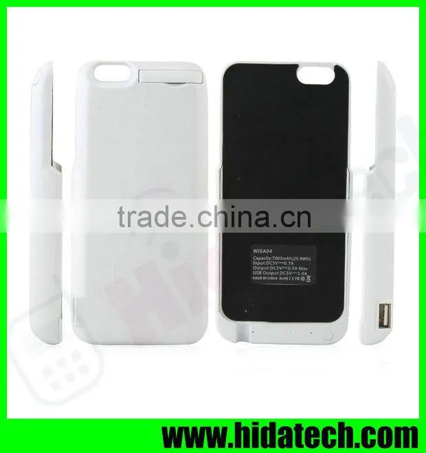 7000mah portable battery charger case for iPhone 6 with USB Socket for Output