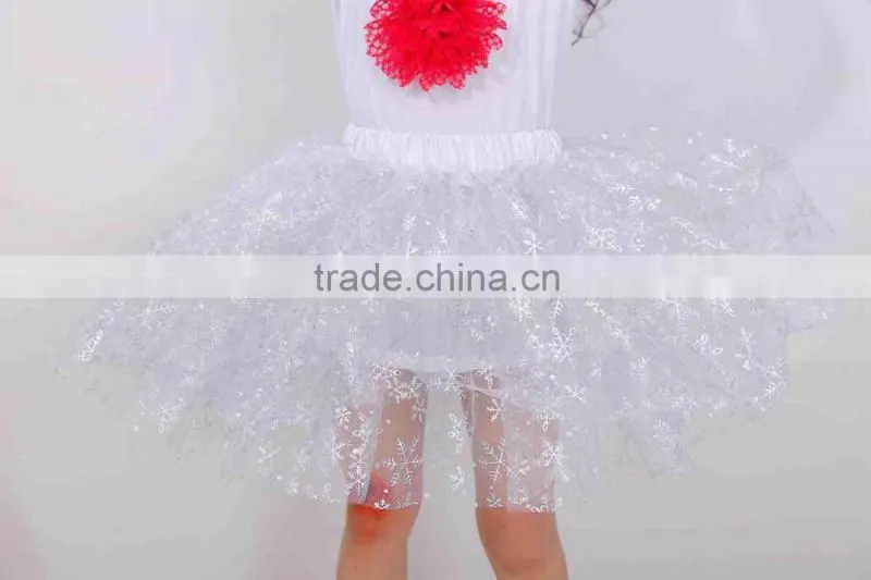 Cute white and red flower baby girl clothing ,autumn children outfit with tutu skirt