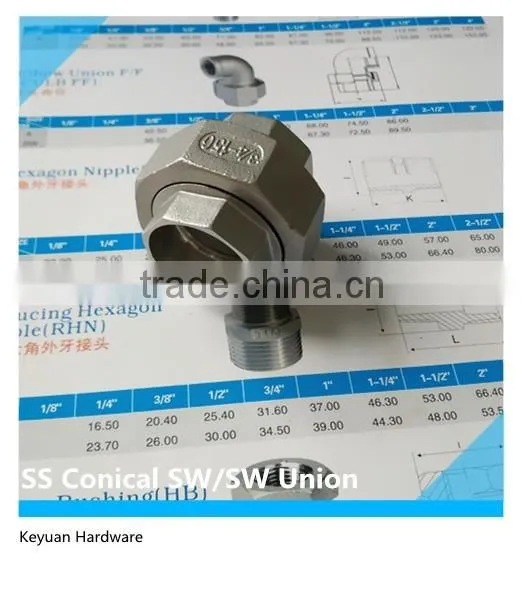 1" SS Cast Conical/Flat Seat Union Connector BW/BW for Filter System