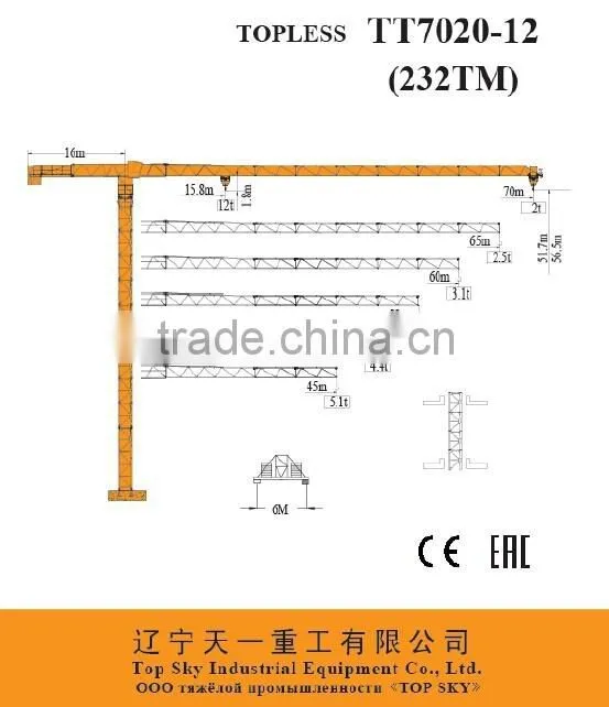 TT7020-12t JOST Type Topless Tower Crane