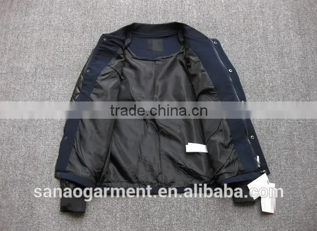 2015 casual men's splicing imitation leather sleeve baseball jacket