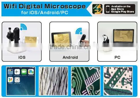 Ipad, Iphone compatible 720P HD Wireless/Wifi Microscope, Wifi USB Digital Microscope with LED and Battery