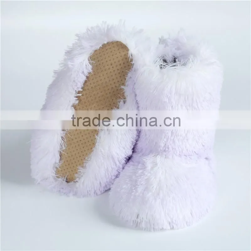 Ladies long pink PV plush boots
