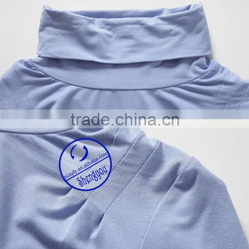 Custom spandex cotton turtleneck maternity tshirt