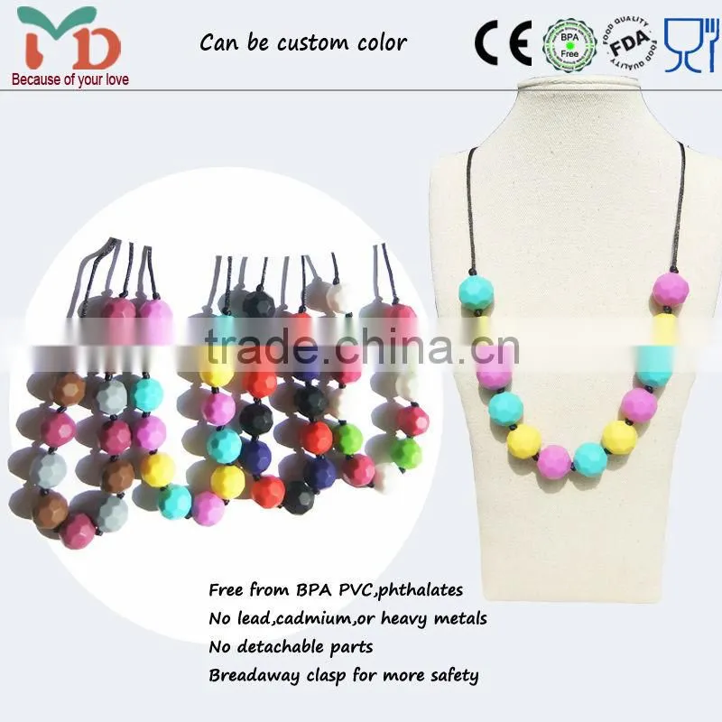 Food Grade Silicone Jewelry Baby Chew Football Beads Baby Teething Necklace Wholesale