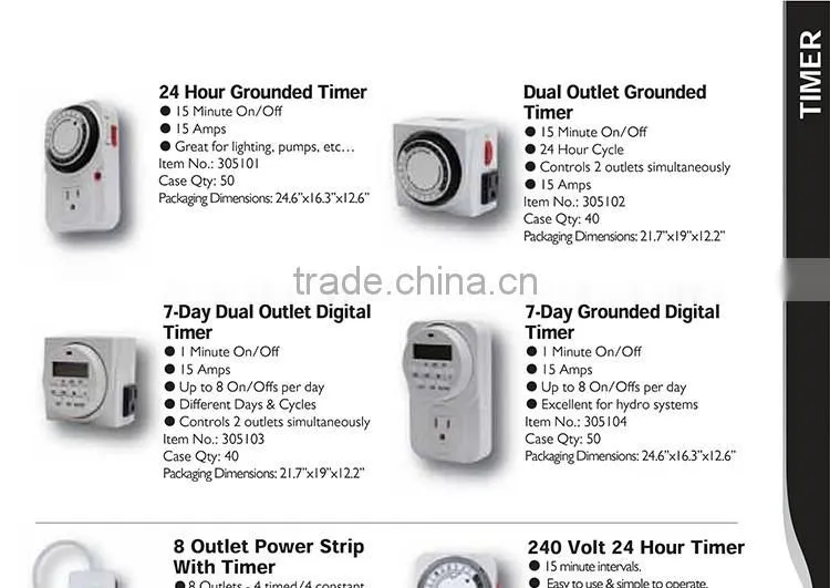 Multifunctional 7-day Weekly Programmable Grounded Digital Electronic Timer Switch