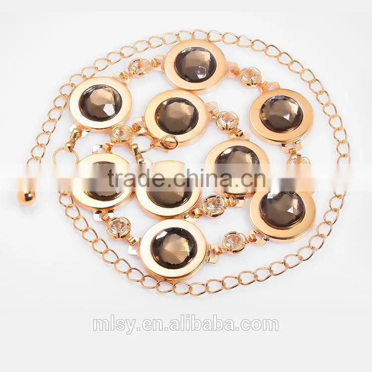 Fancy gold plated chains wholesale with rhinestone Brightness F1-80131