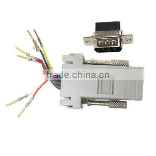 Black DB9 Male to RJ45 Modular Adapter