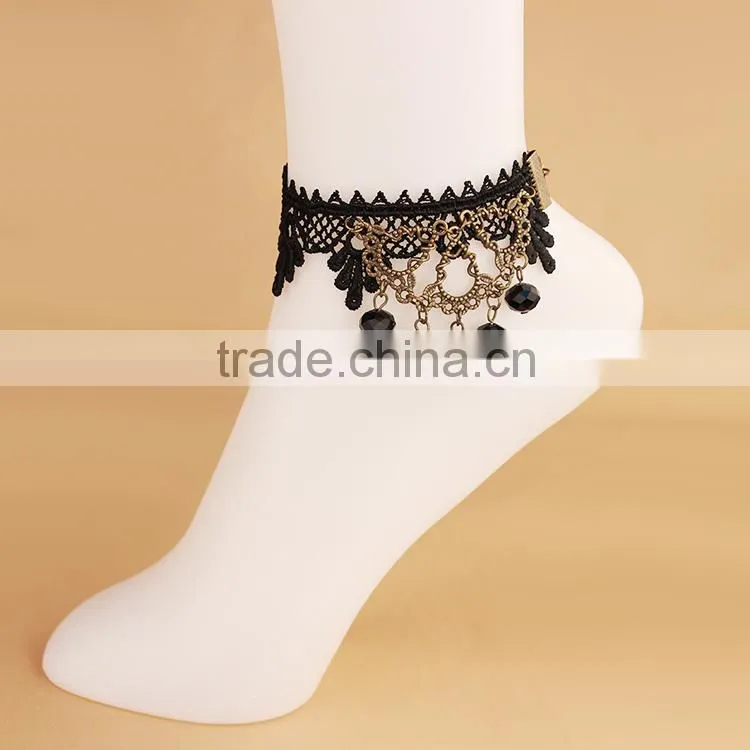 flower handmade gold shoe lace foot chain