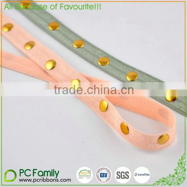 Rhinestone decorative fold over elastic ribbons foe