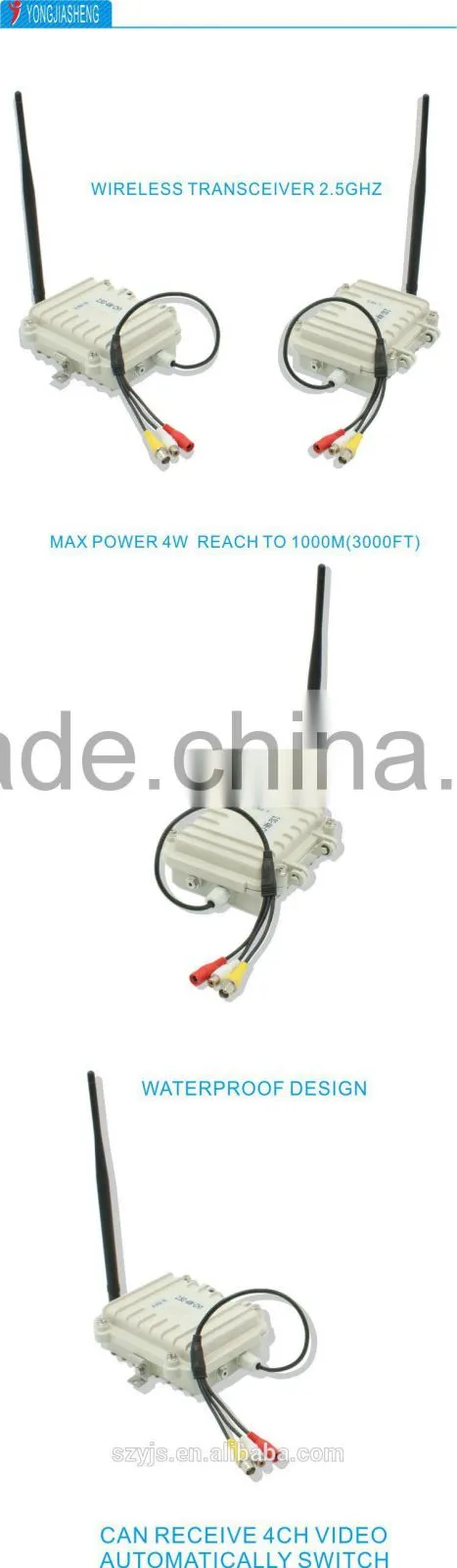 Long range 2.4Ghz 4W Mini outdoor wireless video transmitter and receiver