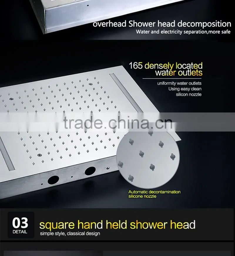 led shower complete set 3 Way in wall thermostatic shower faucet with 360*500mm electric shower + 6 pcs massage body jets