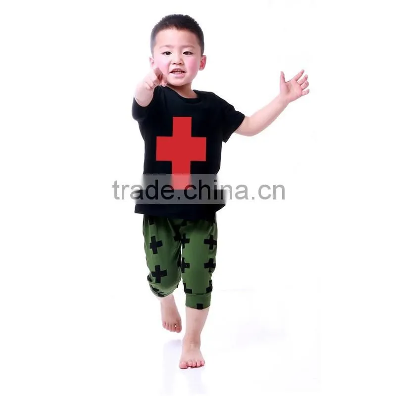 boys clothes summer 2016 new with The blcak Cross baby clothing sets