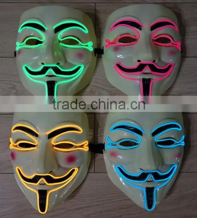 Hot Selling Party EL light Mask / EL WIRE V for Vendetta Mask