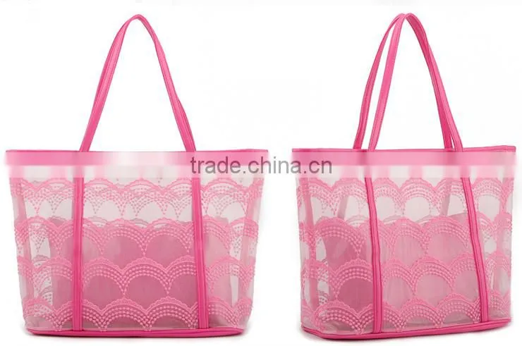PVC Beach Lash Package Tote Shoulder Bag with Interior Pocket