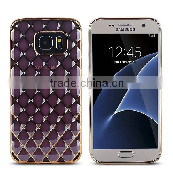 C&T Luxury Plating Pattern Diamond Lattice Transparent Soft Tpu Case for Samsung Galaxy S7 5.1"