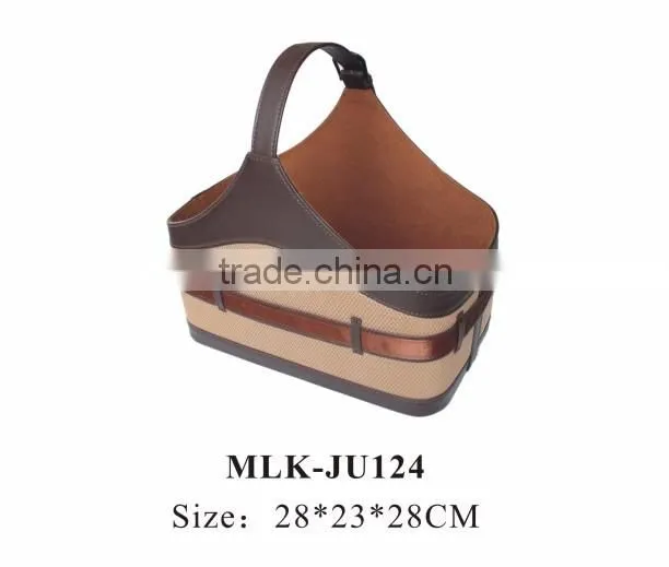 faux leather (pu,pvc) or genuine leather storage basket