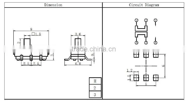 SS04 miniature slide switch 12v