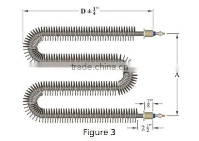 U shape 1kwatts High power industrial finned tubular heater