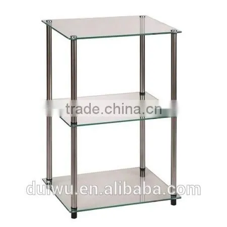 Foshan hot sale living room 3 tiers modern glass hotel side table