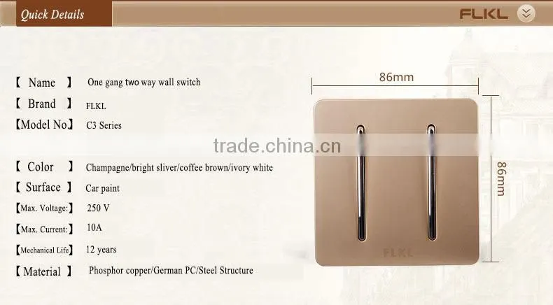 Hot sale!!! switch 2 gang 1 way or2 way wall switch,made in china