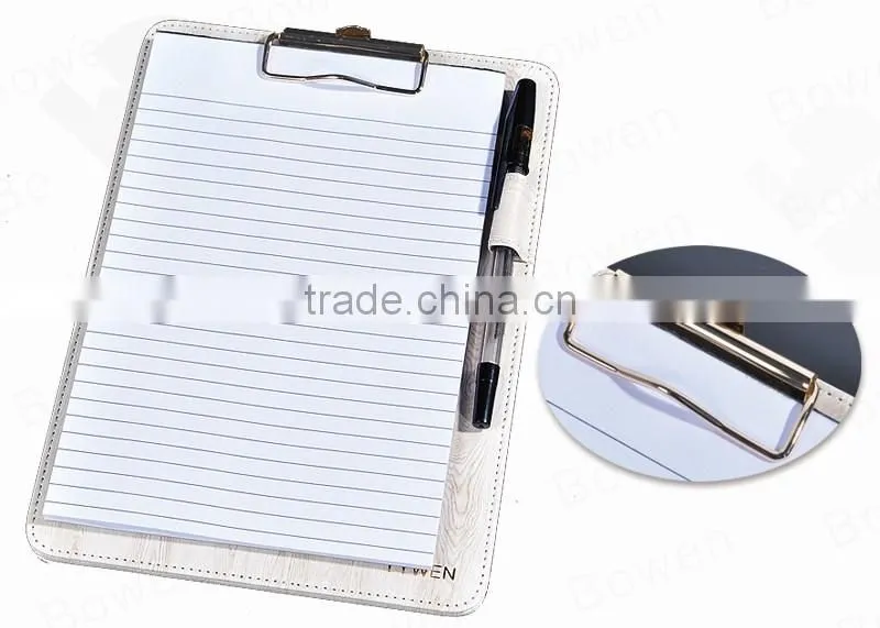 professional writing board /A5 leather clip board with metal clip