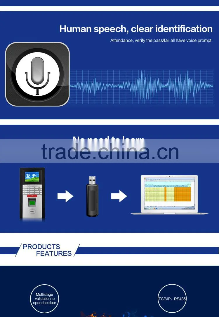 2.4 inches TFT Color screen Biometric fingerprint access control system/time attendance