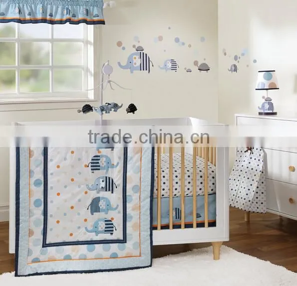 New Design Blue Elephant Cradle Bedding Set