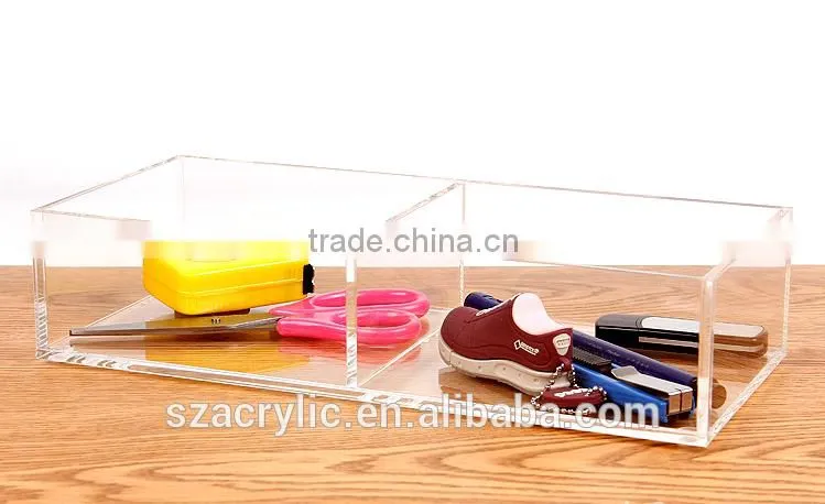 Custom clear acrylic desk organizer box