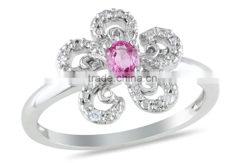 925 sterling silver pink diamond engagement ring