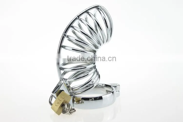 Padlock Hand-polished Sex Toys For Men Stainless Steel Lockable Penis Cage