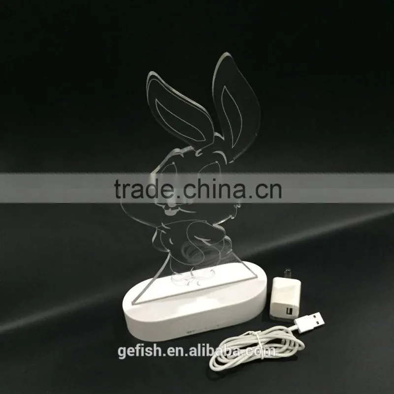 Customized laser cutting acrylic 3D display lamp with light