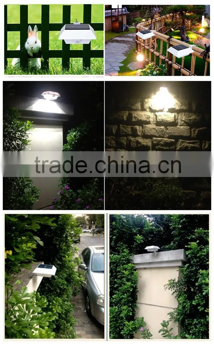 SL-4LFL 4led white square IP65 PIR sensor solar light for garden