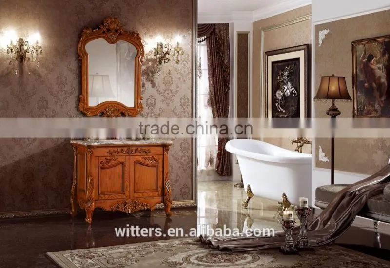 antique wooden bathroom corner vanity WTS614
