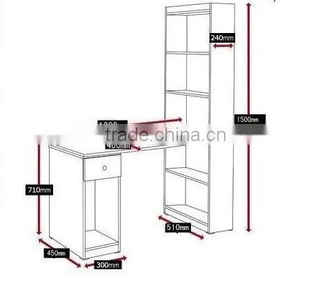 Children wood bookcases/ MDF bookshelf with computer desk