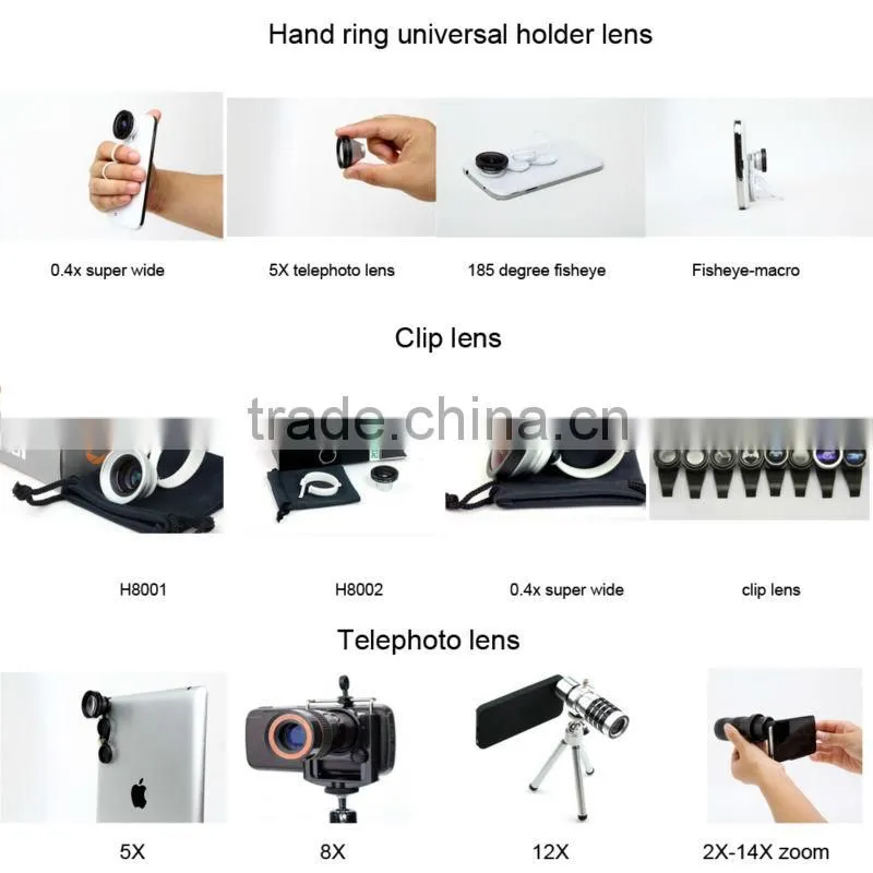 Universal clip185 degree fisheye lens for camera lens